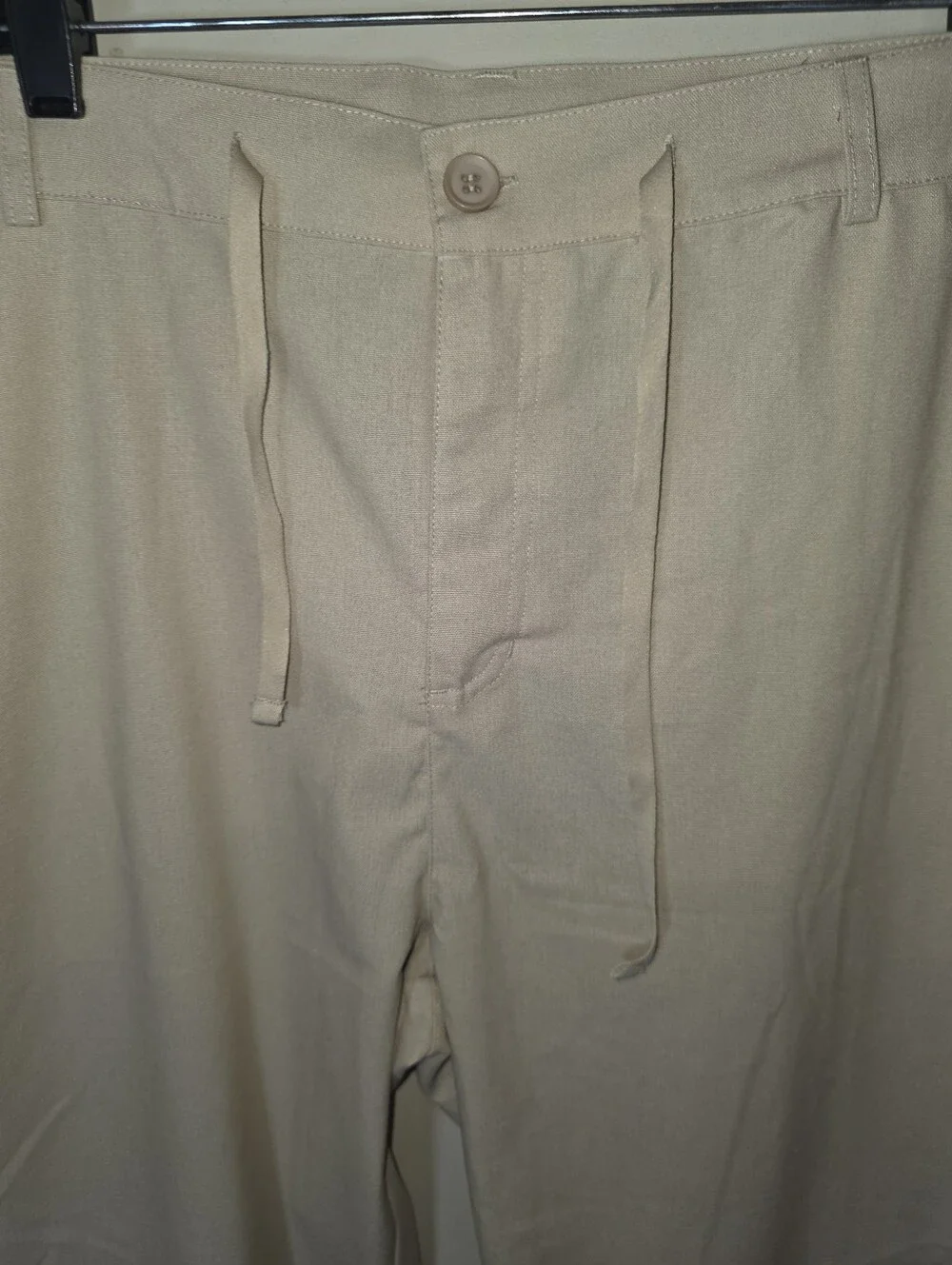 ISEEGZ Men's‎ 2XL Beige Linen Blend Drawstring Pants Straight Leg NWT 38x30